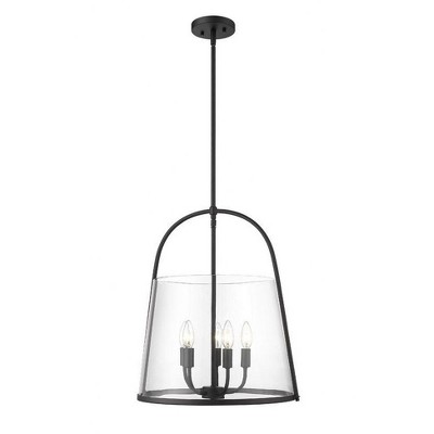 Matte Black Steel and Glass 5-Light Pendant