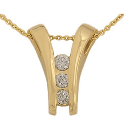 Pompeii3 1/2ct Three Stone Yellow Gold Diamond Pendant Necklace