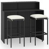 vidaXL Patio Bar Set 3 Piece, Outdoor Bar Table and Stools with Footrest, Patio Furniture Set with Cushions, Dining Set, Farmhouse Modern, Black - 2 of 4