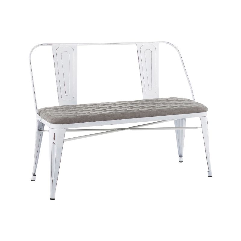 Oregon Industrial Upholstered Bench Vintage White/Gray - LumiSource, 1 of 10