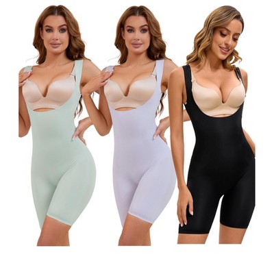 INSPIRE CHIC 3 Pcs Women's Butt Lifter Thigh Slimmers Tummy Control Bust Back Support Body Shapers