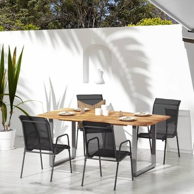 vidaXL Garden Chair Set of Black and anthracite Steel, Textilene Large