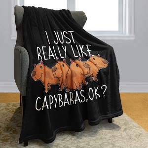 Cute Capybaras Blanket, Soft Warm Plush Fleece Throw Blankets, Gifts for Capybara Lovers, 50" x 60" - 1 of 2