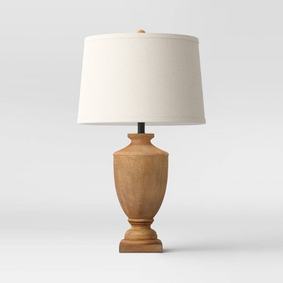 Large Wood Urn Assembled Table Lamp (Includes LED Light Bulb) Brown - Threshold™