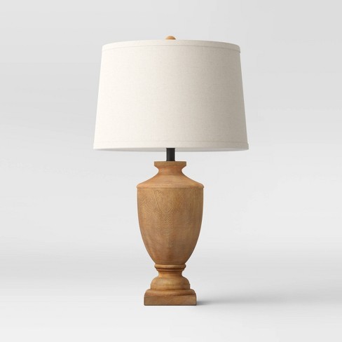 Large Wood Urn Assembled Table Lamp, Large Light Bulb Table Lamp