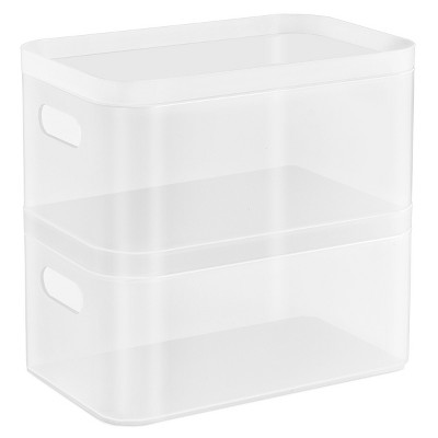 Sorbus Stackable Plastic Frosted Organizer Bins (2 Pack) - Perfect for storing items maintaining space neat and decluttered