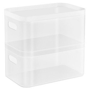 Sorbus Stackable Plastic Frosted Organizer Bins (2 Pack) - Perfect for storing items maintaining space neat and decluttered - 1 of 4