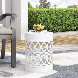 Maggift Patio End Tables Accent Side End Table for Outdoor and Indoor, Garden, Backyard Use, Special Design, White, 13.75"*13.75"*18" - 1 of 4