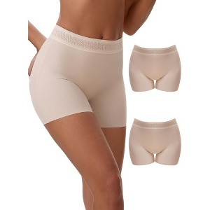 INSPIRE CHIC Women's High Waist Lace Trim Tummy Control Butt Lifter Thigh Slimmers 3 Pcs - 1 of 4
