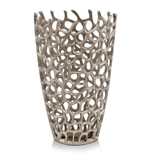 HomeRoots 16" Silver Aluminum Twigs Novelty Table Vase - 1 of 4