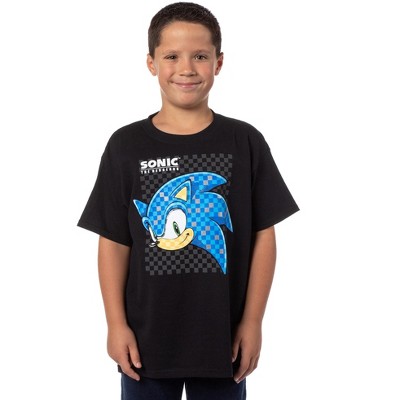Seven Times Six Sonic The Hedgehog Boys' Checkerboard Sonic Head Graphic Print T-Shirt Black
