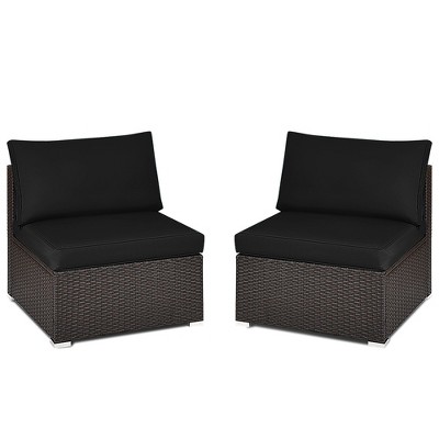 Tangkula 5pcs Rattan Patio Furniture Set Cushioned Sofa Chair Coffee ...