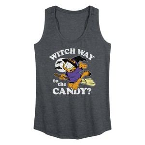 Women's - Garfield - Witch Way To The Candy Graphic Racerback Tank - 1 of 4