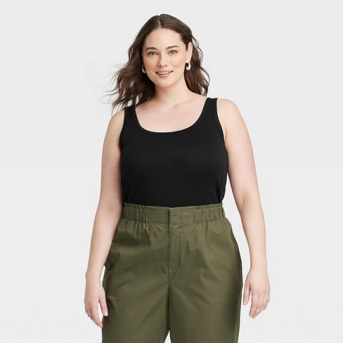 Plus Size Solid Seamless Ribbed Knit Tank Top