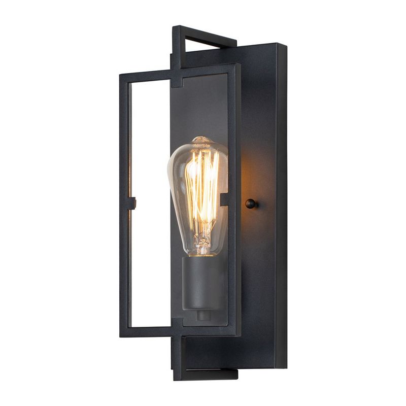C Cattleya 1-Light Incandescent Rectangle Indoor Wall Sconce with Matte Black Finish, 1 of 7