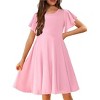 Arshiner Girl's Summer Dresses Ruffle Short Sleeve Swing Flowy Midi Casual Sundress with Pockets - 2 of 4
