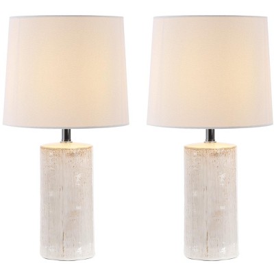 Ivory Ceramic 19-inch Table Lamp Set with White Shades