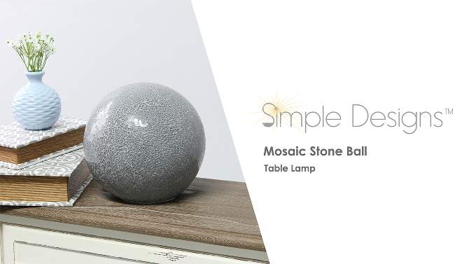1-Light Mosaic Stone Ball Table Lamp - Simple Designs, 2 of 13, play video