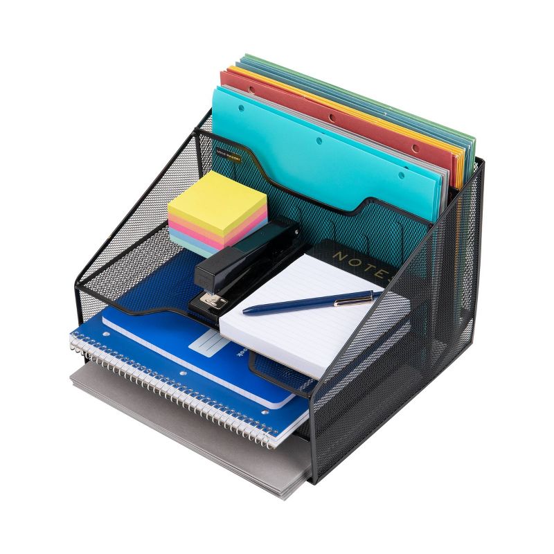 Mind Reader Mesh 5 Tray Desktop Organizer File/Letter/Document Black, 5 of 8