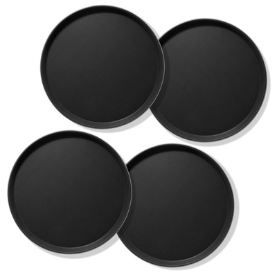 Set of 4 Jubilee 18" Round Black Non-Skid Serving Trays