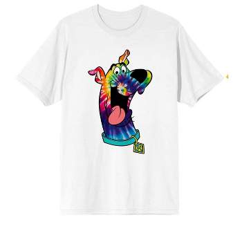 Scooby Doo Rainbow Tie Dye Character Men's White Graphic Tee