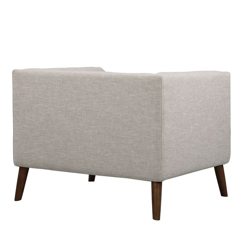 Hudson Mid-Century Button-Tufted Chair in Beige Linen and Walnut Legs - Armen Living, 5 of 8