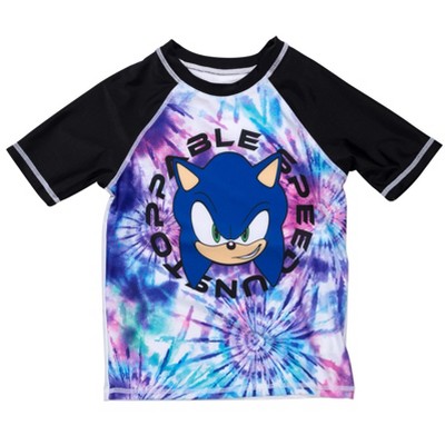 Sonic the Hedgehog SEGA Knuckles Sonic The Hedgehog Tails Little Boys Rash Guard and Swim Trunks Outfit Set Black / Purple 5-6 — фото 3