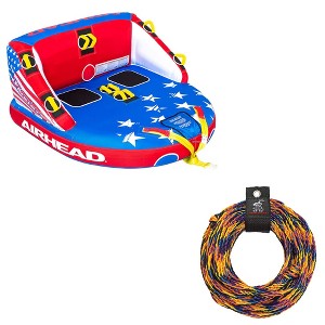 Airhead Patriot 2-Person Towable Kwik-Connect Chariot Tube w/ 60-Foot Tow Rope - 1 of 4