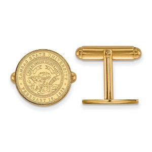 Black Bow Jewelry 14k Yellow Gold Plated Sterling Silver Kansas State Wildcats NCAA Cuff Links - 1 of 3
