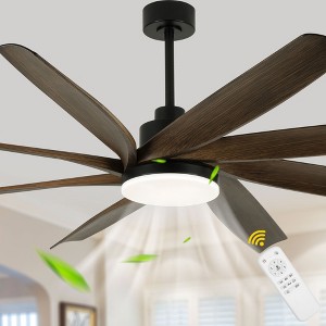 Bella Depot 72" Black Modern Ceiling Fan with LED Light and Remote 6-speed Reversible DC Motor - 1 of 4