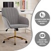 Velvet Upholstered Office Chair Adjustable Swivel Ergonomic Design with Armrests for Home Office or Vanity-3irtyhousy - 2 of 4
