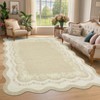 Washable Scalloped Living Room Rugs, Modern Floral Print Area Rug for Bedroom Dining Room, Non Slip Home Decor Carpet - 3 of 4
