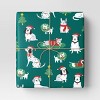 30" 50 sq ft Christmas Roll Wrap Illustrated Dogs on Green - Wondershop™ - 2 of 3