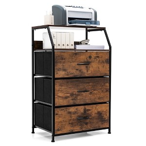 Costway 3 Drawer Dresser w/Top Shelf Storage Tower Cabinet for Bedroom Hallway Nursery - 1 of 4
