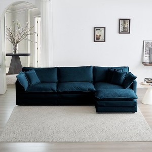 SeaCamel  Free Combination Comfy Upholstery Modular Oversized L Shaped Sectional Sofa With Reversible Ottoman - 1 of 4