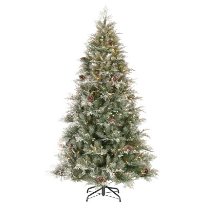 National Tree Company 7.5ft PowerConnect Frosted Mountain Spruce Tree with Clear Lights