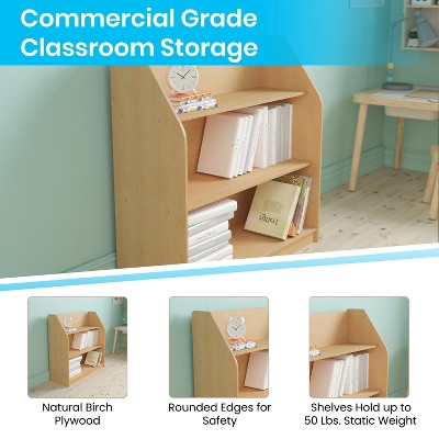 Adjustable Natural Birch 3-Tier Kid-Friendly Bookshelf