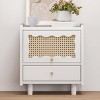 Wooden Nightstand with Rattan-Woven Storage Cabinet and 1 Drawer,Bedside Table with Storage Drawers,Bedroom or Living Room - Maison Boucle - 2 of 4