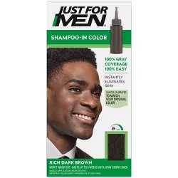 Just For Men Shampoo-In Color Gray Hair Coloring for Men - H47 - Rich Dark Brown Shade - 1oz