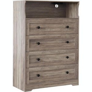 4 Drawer Wooden Dressers for Bedroom, Modern Nightstand for Bedside, Wood Chest of Drawers Storage Organizer for Living Room, Hallway, Closet - 1 of 4