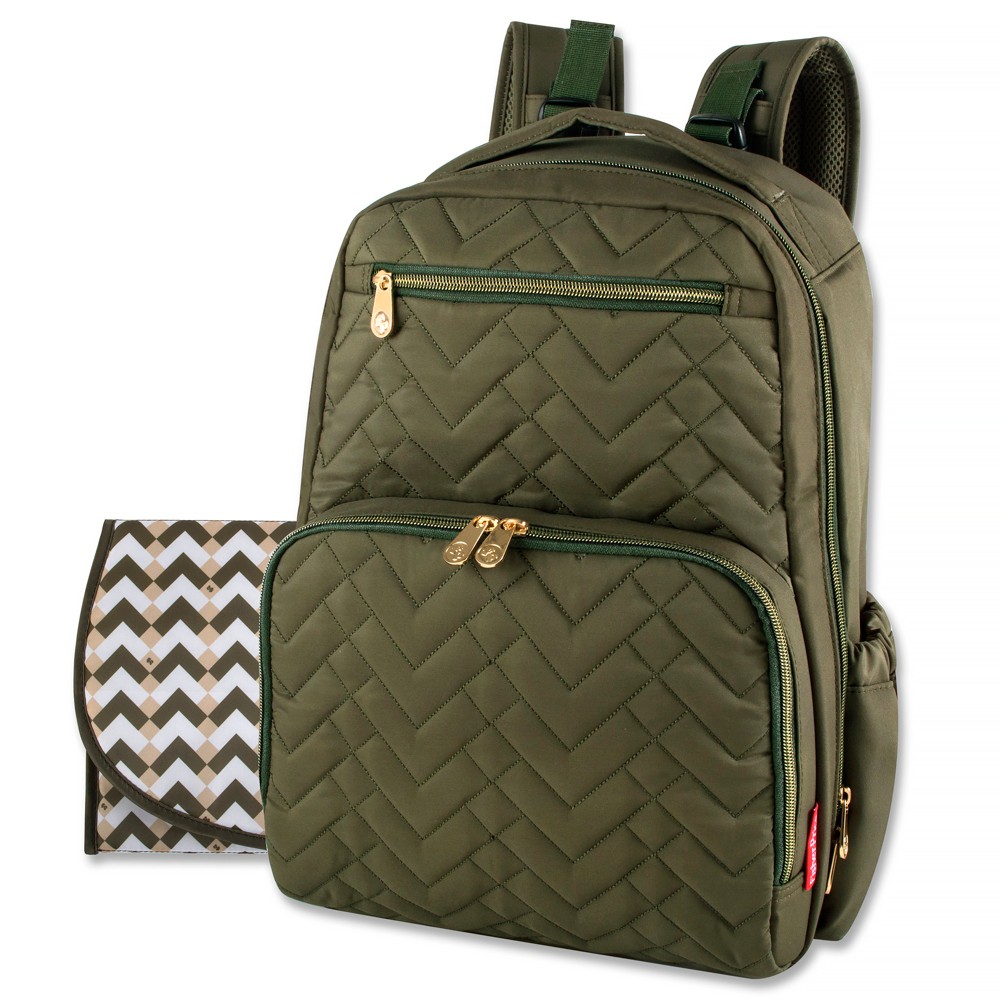 Photos - Pushchair Accessories Fisher Price Fisher-Price Morgan Quilted Diaper Backpack - Olive 