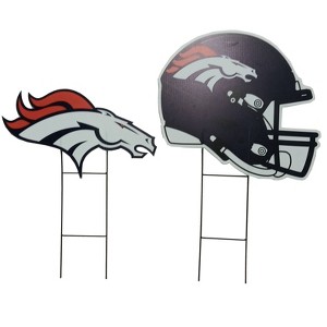 NFL Denver Broncos 2pk Logo and Helmet Garden Stake Set - 1 of 1