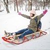 Costway 54''Kids Wooden Snow Sled Runners Steering Bar Steering Snow Slider - 2 of 4