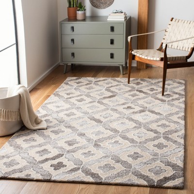 Gray Abstract Handmade Wool and Viscose 6' x 9' Area Rug
