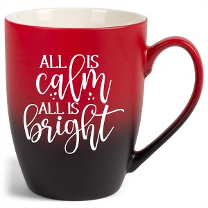 Elanze Designs All Is Calm All Is Bright Two Toned Ombre Matte Red and Black 12 ounce Ceramic Stoneware Coffee Cup Mug - 1 of 4
