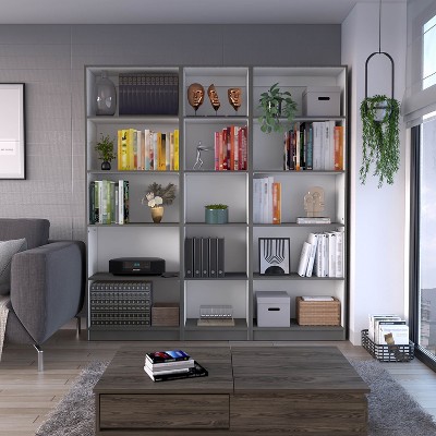 NicBex Bookcases for Living Room 3 Piece Bookcase Set 67" Wide Storage Cabinet Bookshelf with 15 Shelves for Home Office and Bedroom