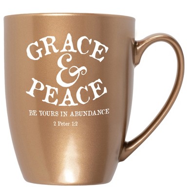 Elanze Designs Grace & Peace Be Yours In Abundance 2 Peter 1:2 Bronze 10 ounce New Bone China Coffee Cup Mug