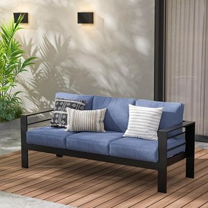 Aluminum Patio Furniture Set, 5 Piece Metal Outdoor Furniture Set with CSA Certified 54in Propane Gas Fire Pit Table - 1 of 1