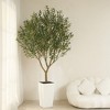 DR.Planzen 5-8FT Adjustable Artificial Olive Tree - UV Resistant Fake Plant in 15.7-22.7" Tall Planter (B/W/Coffee) for Indoor/Outdoor - 4 of 4