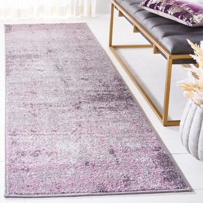 Gray and Purple Synthetic Modern Runner Rug, 2'6" x 6'